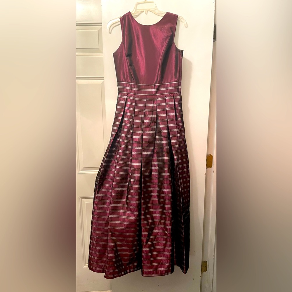 Burgundy and silver prom dress